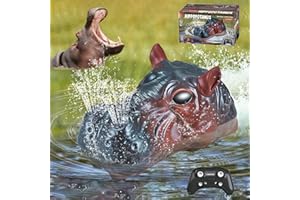 Hylukon Remote Control Boat, Hippo RC Boat for Pools or Lakes, 2.4GHz Twin Propeller Speed Boat with Sound and Water Spray Function, Remote Control Ship Water Toys for Boys Grils