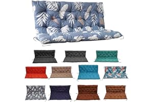 YIMORIA Porch Swing Cushion, Swing Cushions for Outdoor Furniture with Backrest, 2-3 Seater Thickened Outdoor Swing Cushions for Porch, Patio, Outdoor and Garden (Gray Leaves,60 * 40 in)