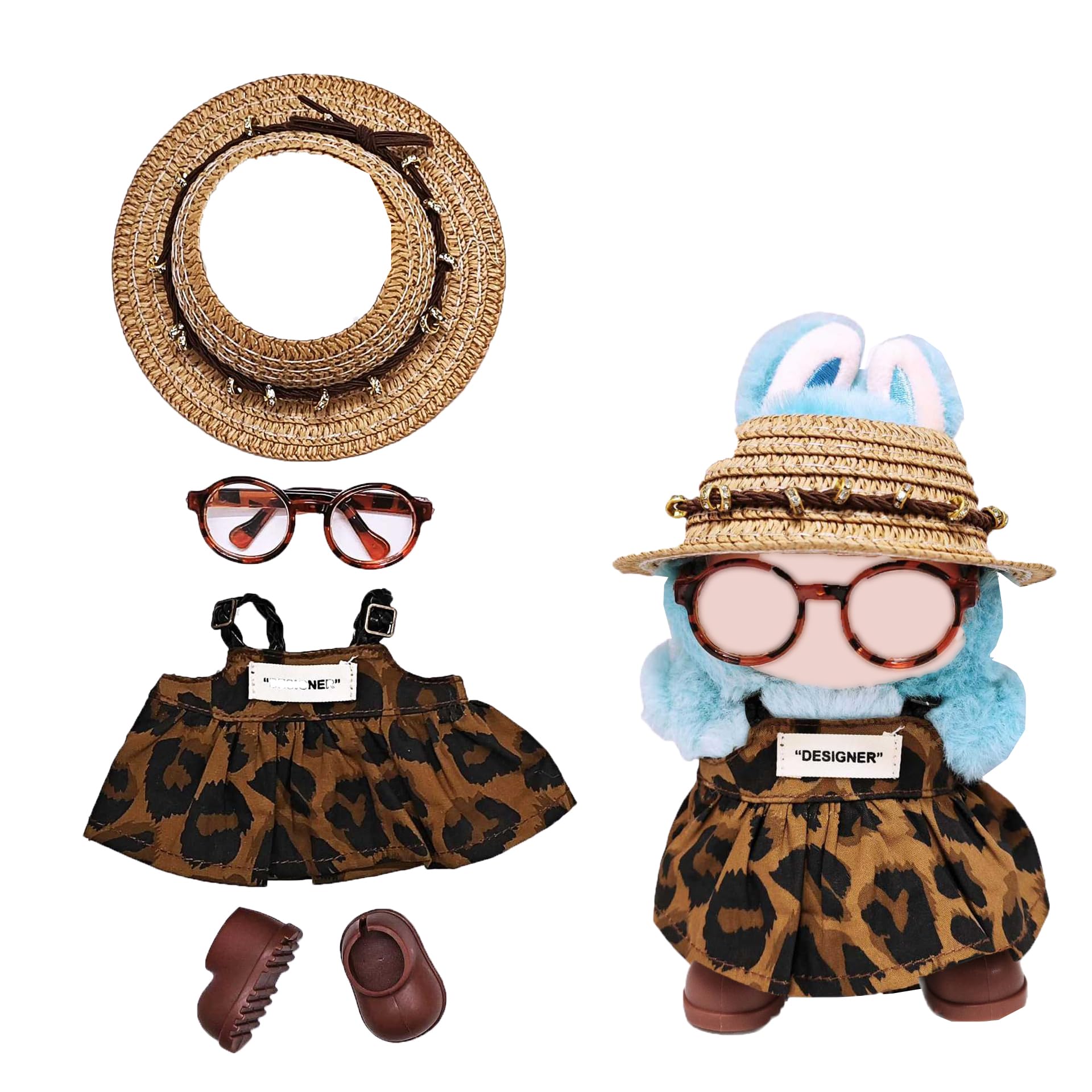 Photo 1 of Clothes for Labubu, Handcrafted Set for Labubo Clothes 15cm/17cm Doll, Premium Doll Outfit with Accessories, 4 Piece Stylish Doll Clothes for Labobo Accessories