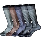 Cityelf 5 Pack Men Silky Socks Sheer Men Dress Socks Ultra Thin Nylon Sox Summer Cool Crew Socks
