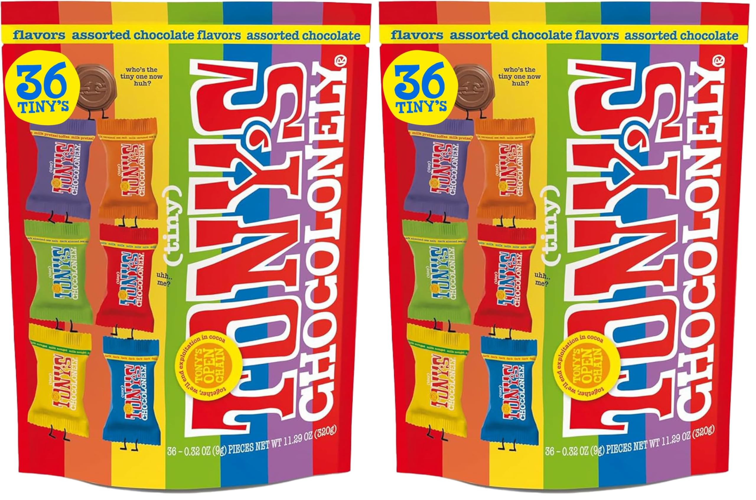 Tony's Chocolonely Assorted Milk Chocolate Pieces - Belgium Chocolate, Fairtrade & B Corp Certified (36 pieces, 11.28 oz) (Pack of 2) Image