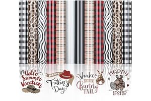 TIANLAI Buffalo Plaid Leopard HTV Heat Transfer Vinyl, 12"x 10" HTV Vinyl for Shirts 12 Sheets, Watercolor Iron on Vinyl for All Cutter Machine, Easy to Cut and Weed for Heat Vinyl Design