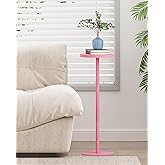 TUTOTAK Tall Round Side Table, Small End Table, Drink Table, Pedestal Table | for Small Space, Beside Table, Living Room and Bedroom, Pink TB01BP065
