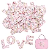 26PCS Flower Letter Patch Stickers A-Z Alphabets, Cute Fabric Letters Patches, Iron on Flowers Letters for Clothing, Self Adhesive Letter Patches, Flower Alphabet Letterman Decorate Repair Patches