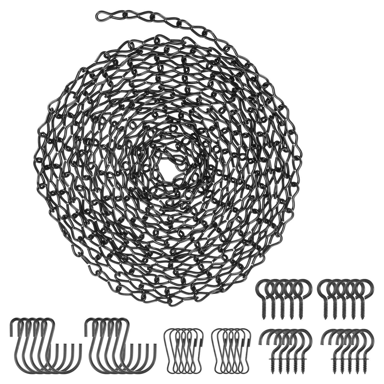 PATIKIL 156 Inch Hanging Chains Set, Hanging Plants Basket Bird Feeders Wind Chimes Billboards Photo and Indoor and Outdoor Decor, Black