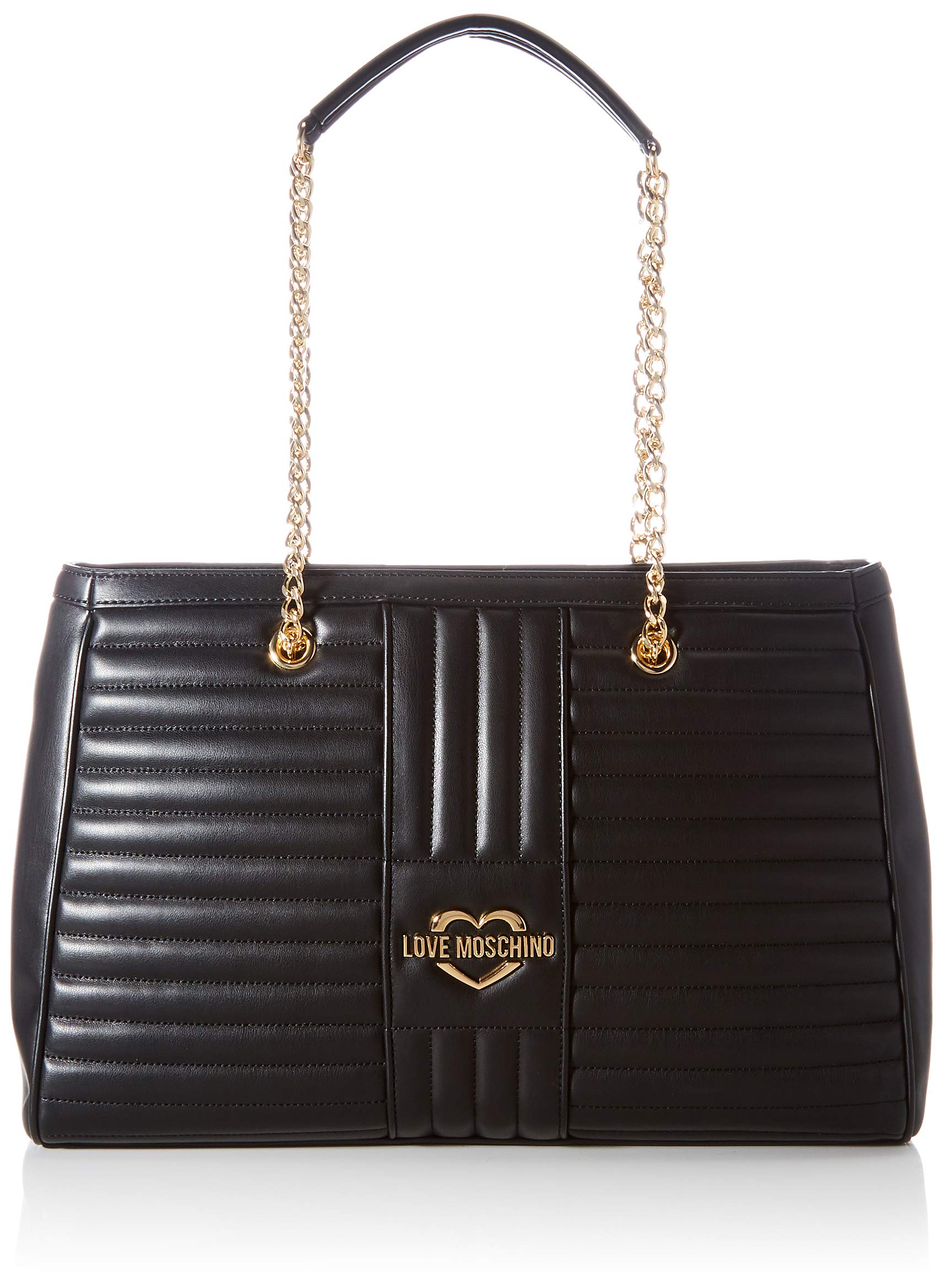 Love Moschino Women's Ss21 Pre-Collection Pu Shopper Bag Shoulder, Black, Standard