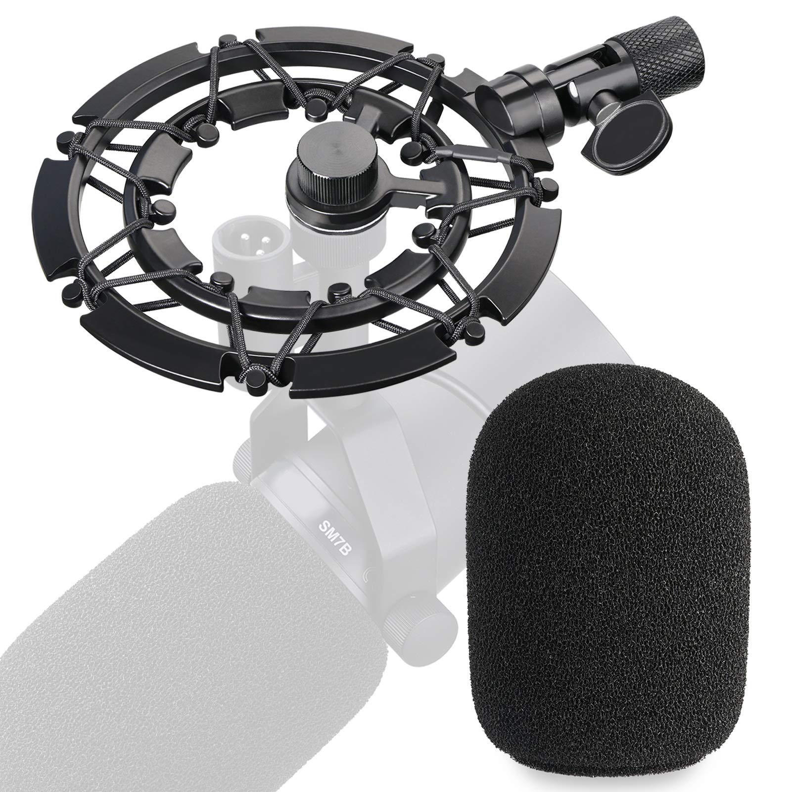 YOUSHARES SM7B Pop Filter with Shock Mount Matching Mic Boom Arm Stand, Compatible with SM7B Microphone