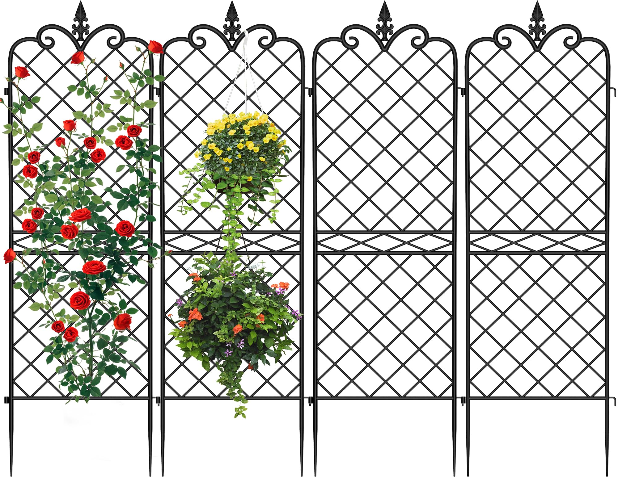 Amagabeli Garden Home 4 Pack Trellis for Climbing Plants Outdoor 71”x20” Heavy Duty Rustproof Wall Metal Decoration Large Trellis for Potted Plants Support Trellis for Roses Vegetable Black Image