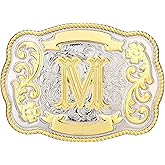 HLYMPONY Belt Buckle Men Western Cowboy Cowgirl Rodeo Vintage Initial Letter ABCDMRJ to Z Belt Buckles for Women
