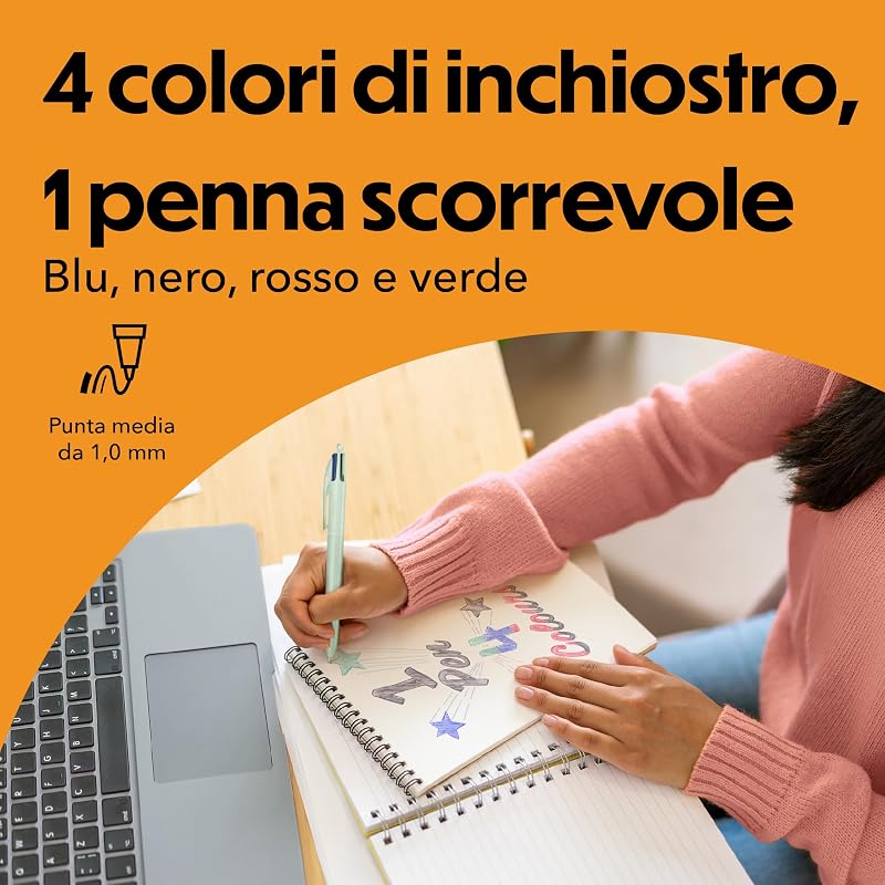 4 Colours Mineral Tones Penne A Sfera Punta Media 1,00 mm, Pacco Da 5