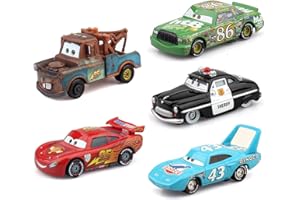 LLWEIT Cars 2 Basic Movie Characters 5 Pack Lightning McQueen and his Friends Metal die-cast Toy Cars,in Bulk