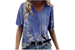 GENERIC Fashion Blouses, Women's Fashion Casual Print V-Neck Short Sleeves Printed T-Shirt