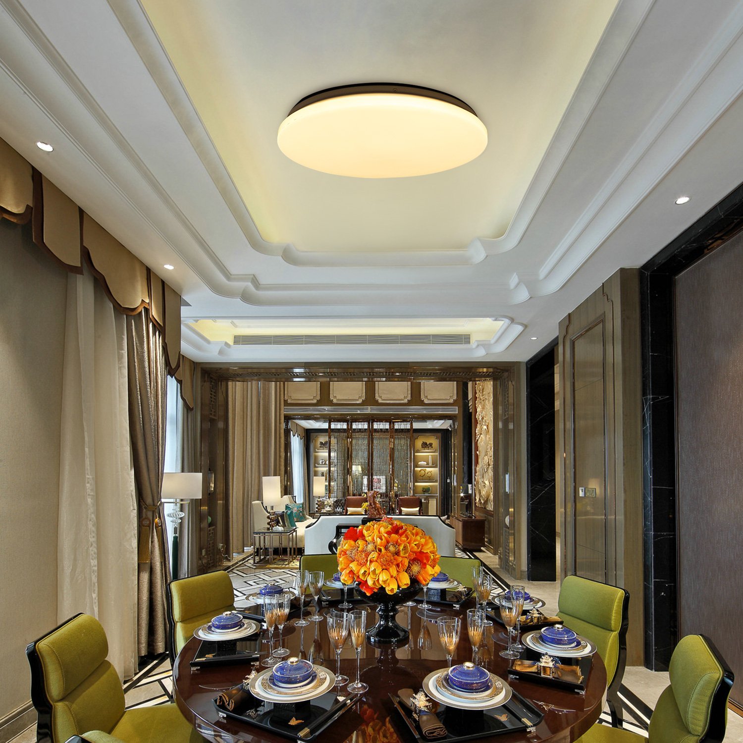 Ruicer LED Deckenleuchte Wohnzimmer Schlafzimmer Warmweiß Rund 15W [Energieklasse A+]