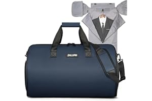 Convertible Garment Duffel Bag with Shoe Compartment,ZALUPRI Carry on Garment Bag for Men Women 2 in 1 Hanging Suitcase Suit Weekend Travel Bag, Blue