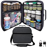 StarPlus2 Extra-Large Pill Bottle Organizer, Medicine Bag, Carrier for Medications, Vitamins, and Medical Supplies - Modular Travel Medicine Organizer and Home Storage Med Bag - Dark Gray (with Lock)
