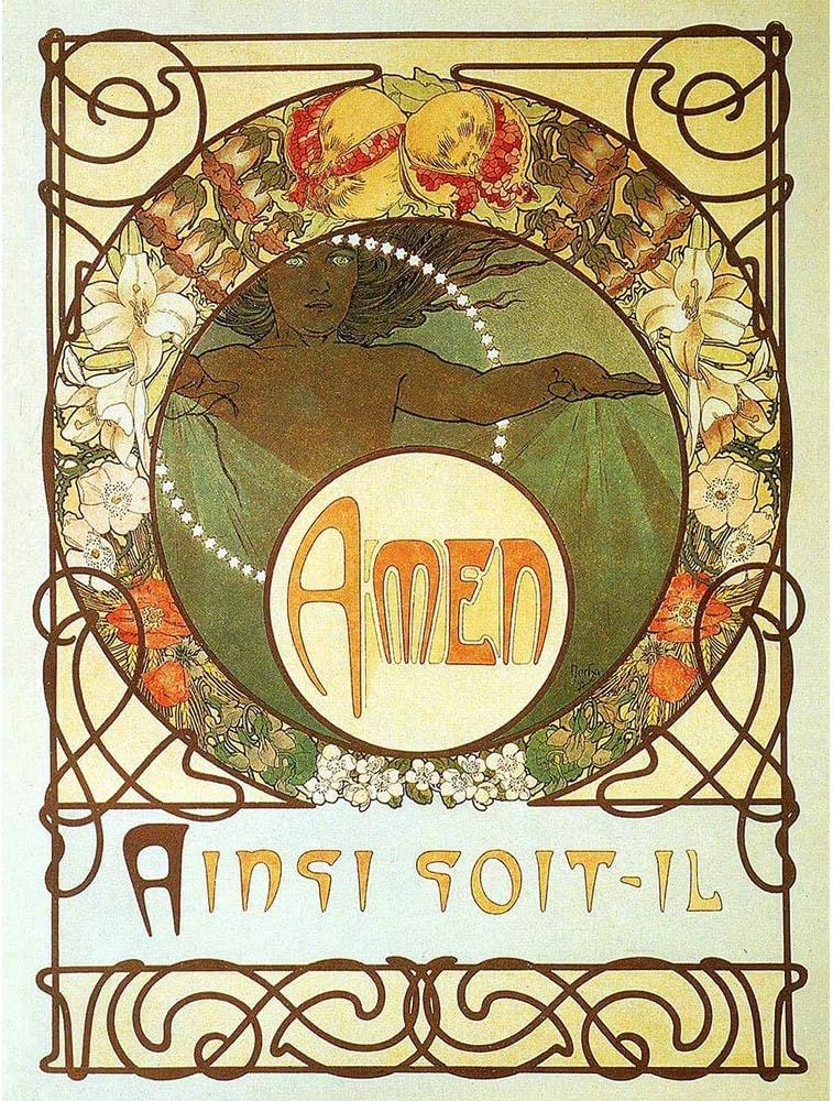 Wee Blue Coo Alphonse Mucha The Pater 1899 Old Master Painting Art Print Poster Wall Decor 12X16 Inch