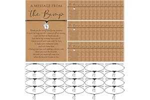 Thyle 50 Set Kraft Baby Shower Favors for Guests Adjustable Bracelets with Message from The Bump Card Footprints Charm Baby Shower Bracelets for Gender Reveal Thank You Gifts