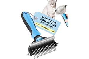 MalsiPree 2-in-1 Cat Brush for Shedding - Double-Sided Undercoat Rake for Long Haired Cats - Professional Dematting Tool for 