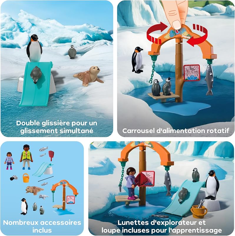 | Animals & Friends | Zoo À la découverte de la banquise | Pingouins et phoques avec carrousel de nourrissage| Jouet pour Enfants à partir de 4 Ans | 72073