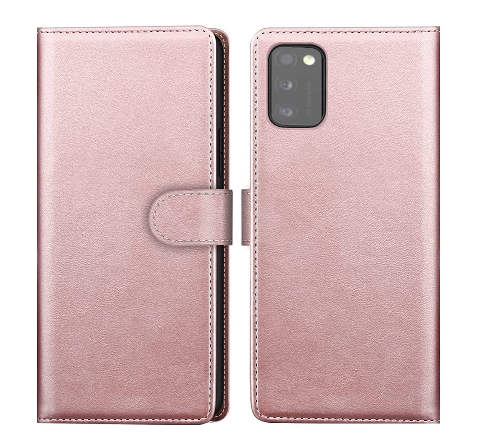 NWNK13 For Samsung A41 Phone Case Premium Leather Flip Case Book Wallet Case Card Holder Media Stand Shock Proof Protective Phone Cover Compatible for Samsung Galaxy A41 (Rosegold)