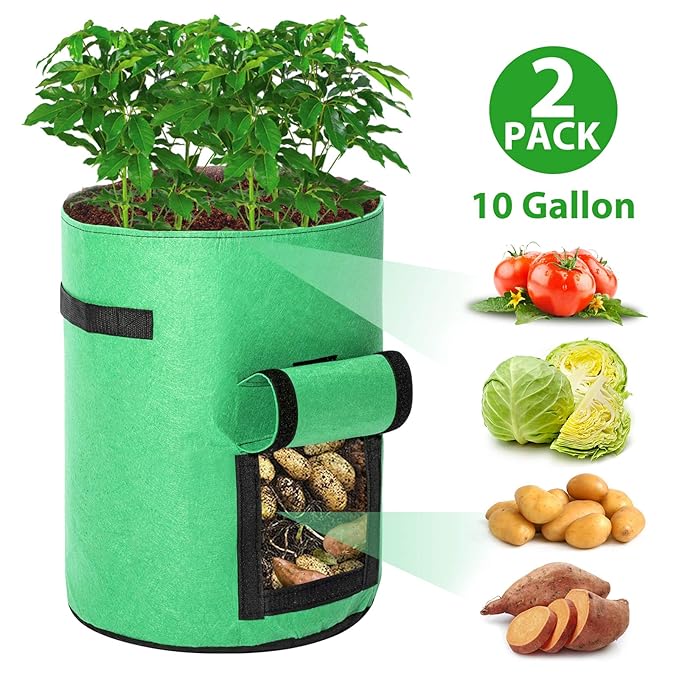 Potato Grow Bags , Tvird 2 Pack 10 Gallon Potato Growing Bags Potato