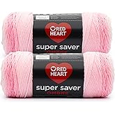 Red Heart Super Saver Jumbo Light Pink Yarn - 2 Pack of 10oz/283g - 100% Acrylic - #4 Worsted (Medium) - 482 Yards - Knitting