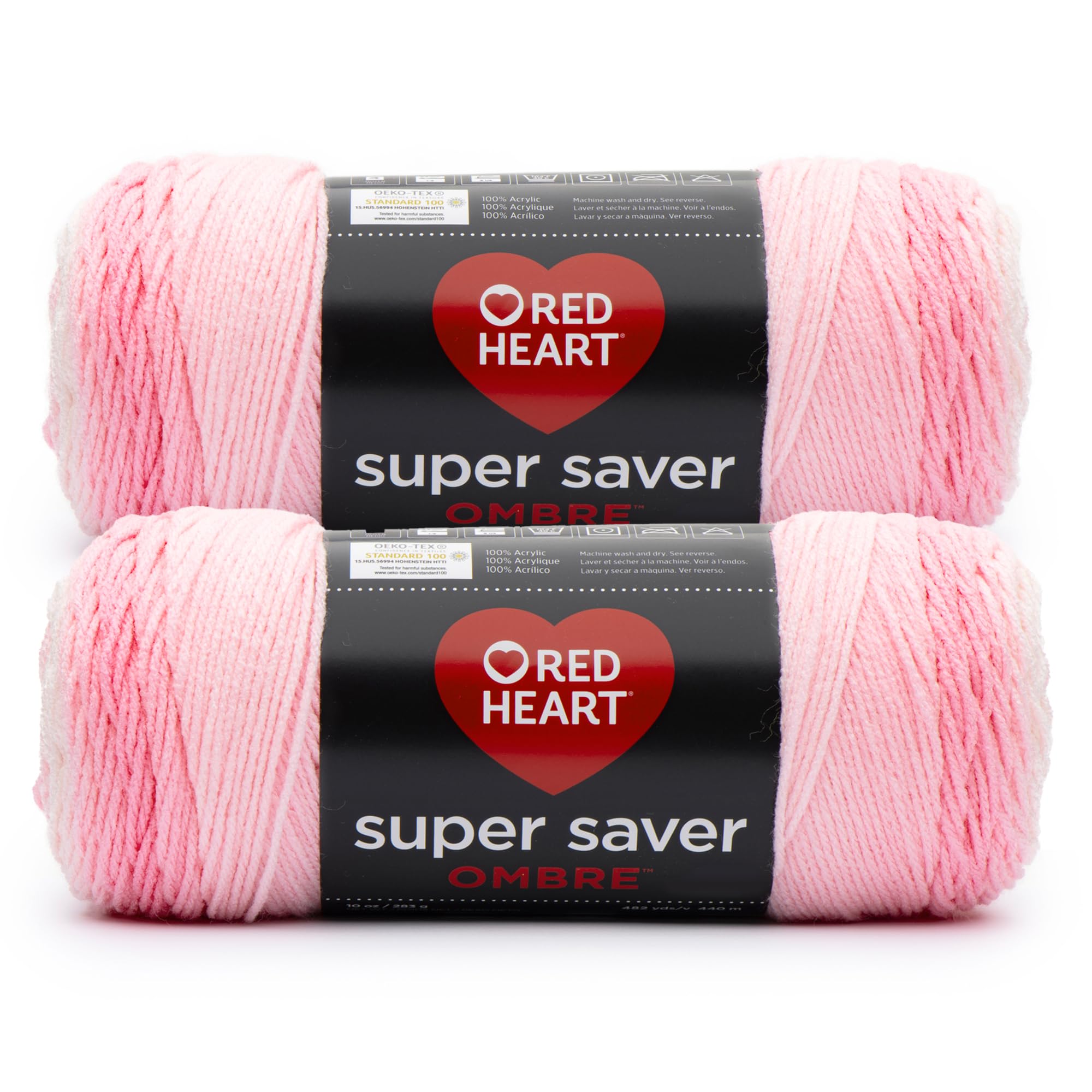 Photo 1 of Red Heart Super Saver Jumbo Light Pink Yarn - 2 Pack of 10oz/283g - 100% Acrylic - #4 Worsted (Medium) - 482 Yards - Knitting/Crochet