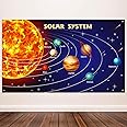 Blulu Solar System Poster Theme Party Decorations, Extra Large Fabric Planets Poster for Space Party Educational Supplies, Solar System Banner Photo Booth Backdrop Background