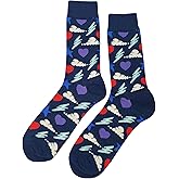 SockFly Love Weather Dress Socks Funny Novelty Crazy Fun Design Men Size 8-12 Cotton Casual Crew Colorful Funky Fancy Socks Gift for Men