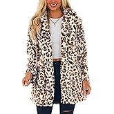 SeekMe Womens Faux Fur Coats Leopard Jackets Loose Warm Fall Winter Fluffy Jacket Outwear