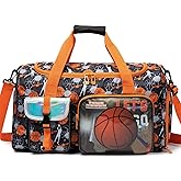 Kids Duffle Bag Boys Overnight Bag for Kids Weekender Travel Bags for Boys Sports Gym Basketball Tennis Bags with Shoe Compartment