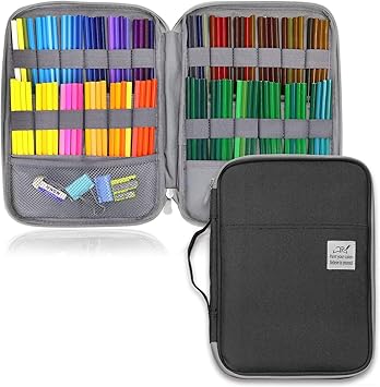 Youshares 96 Slots Colored Pencil Case Large Capacity Pencil Holder Pen Organizer Bag With Zipper For Prismacolor Watercolor Coloring Pencils Gel Pens Markers For Student Artist Black Amazon Co Uk Office Products