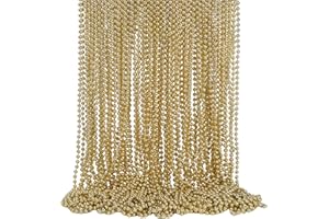 SWANUCKY 48 Pack Mardi Gras Beads Necklaces, 33 Inch Plastic Beads for Party Favors, Festival Decorations, Parade Throws, Christmas, St. Patrick's Day Celebrations