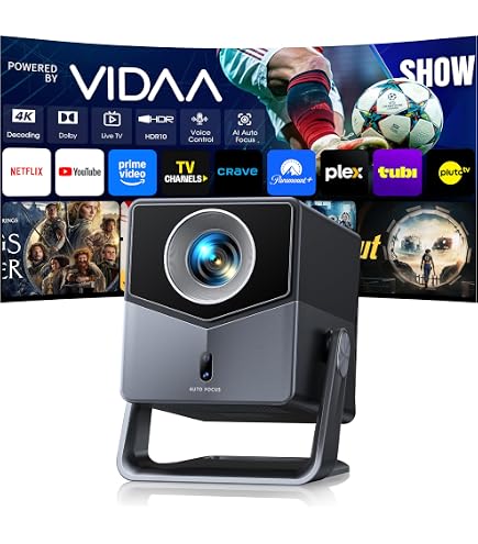 1000 ANSI] Smart Projector 4K with WiFi 6 and 2-Way Bluetooth, AI