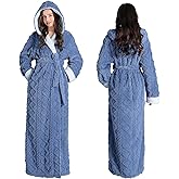 Oksun Womens Long Fleece Robe: Soft Fluffy Jacquard Warm Hooded Bathrobe
