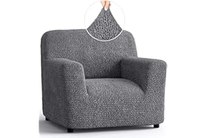 PAULATO BY GA.I.CO. Chair Cover - Armchair Cover - Armchair Slipcover - Soft Fabric Slipcover - 1-Piece Form Fit Stretch Stylish Furniture Protector - Microfibra Collection - Dark Grey (Chair)