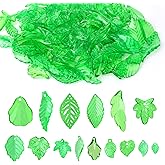 Tinoaly 300pcs Green Acrylic Leaf Beads, 15 Styles Transparent Leaf Charms Cute Maple Leaves Pendants Plant Leaves Bead Caps for Jewelry Making Spring Crafts DIY Earring Necklace Anklet Supplies