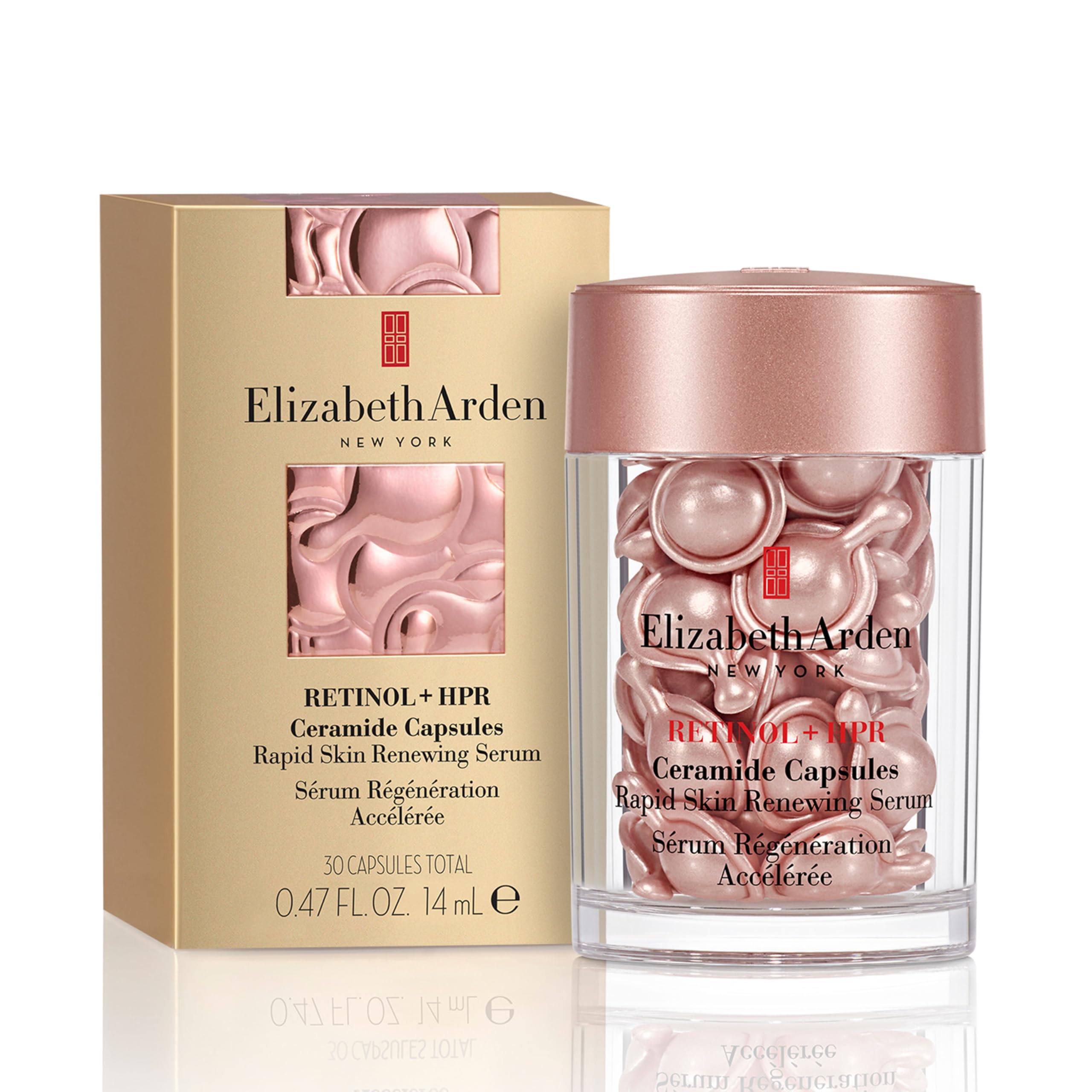 Elizabeth Arden Retinol + HPR Ceramide Capsules Rapid Skin Renewing Serum (30 pcs) Anti-Ageing Skincare to Smooth Fine Line & Wrinkles, Retexturize Skin, for Day & Night