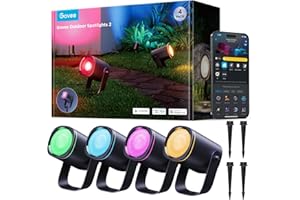 Govee Outdoor Spot Lights 2, IP67 Waterproof Spotlights, Landscape Lights Work with Matter, Alexa, and Google Assistant, RGBWIC Color Changing Light for Outdoor Decor, Patio Decorations, 4 Pack