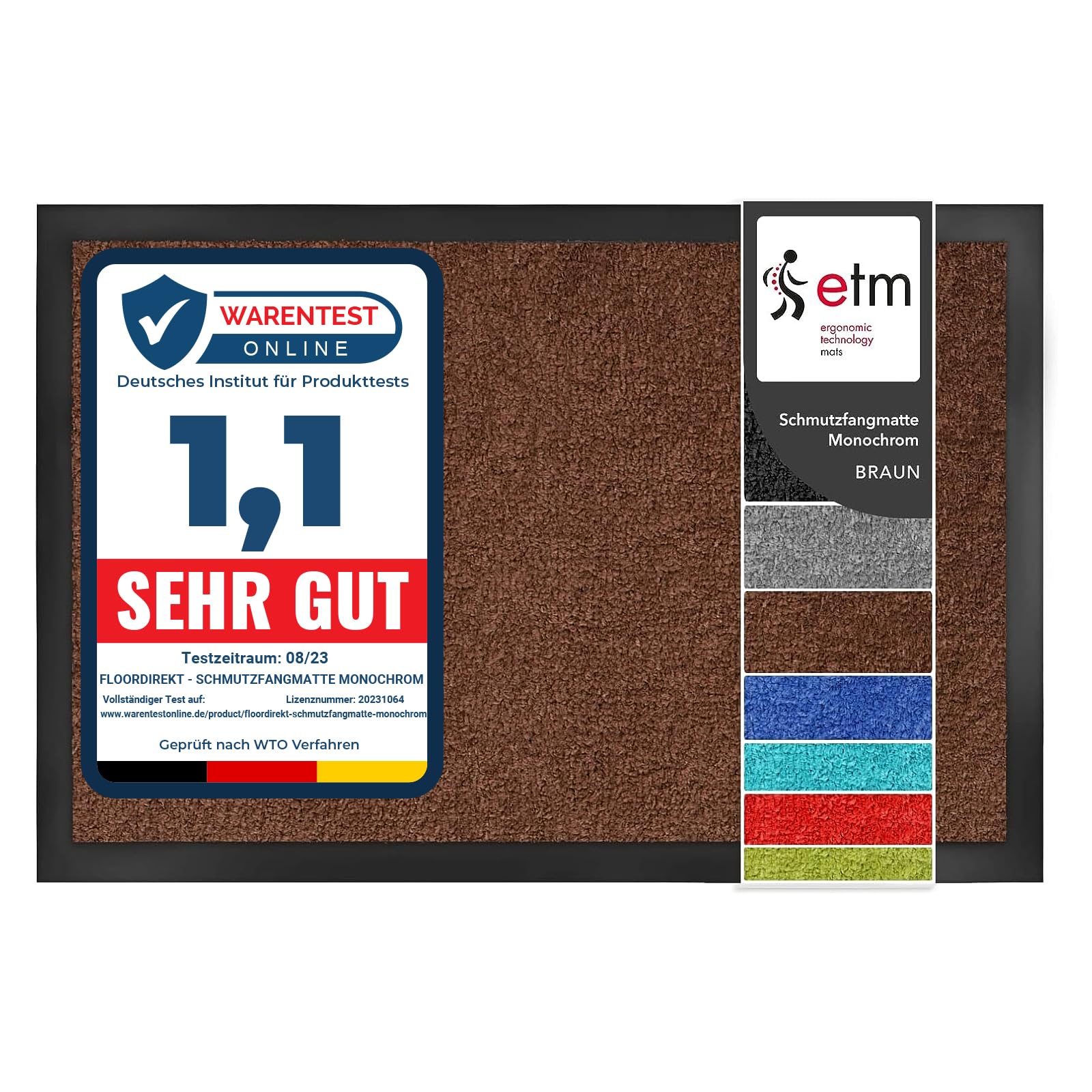 etm Dirt Trapper Door Mat Entrance Mat Monochrome (Brown, 90 x 120 cm) Indoor & Outdoor Doormat, Washable Front Door Mat Non-Slip Backing Super Absorbent Floor Mat Entrance Rug Barrier Mat