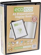 eco-eco A5 Size 80 Page Presentation Display Book 50% Recycled Black