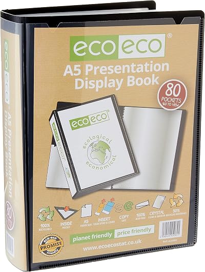 eco-eco A5 Size 80 Page Presentation Display Book 50% Recycled Black