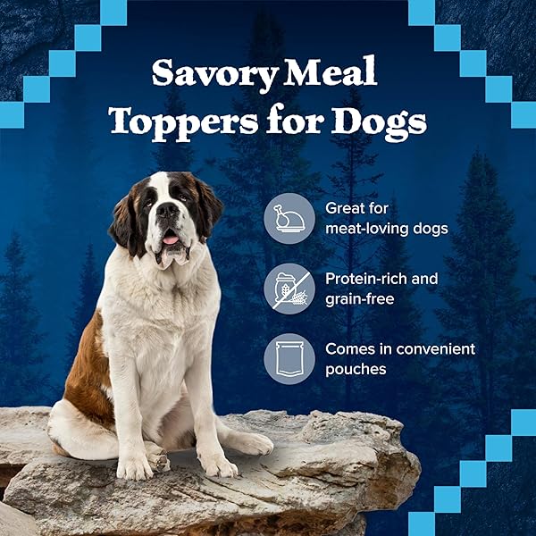 BLUE BUFFALO WILDERNESS TRAIL TOPPERS WILD CUTS NATURAL HIGH-PROTEIN DOG WET FOOD, CHICKEN BITES IN HEARTY GRAVY, 3-OZ POUCH, 24 COUNT
