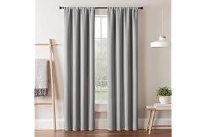 ECLIPSE Blackout Curtains for Bedroom-Darrell 37" x 84" Insulated Darkening Single Panel Rod Pocket Window Treatment Living Room, Grey