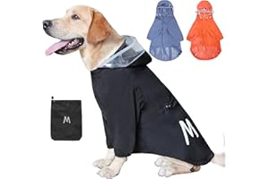 MAMORE Dog Raincoat for Small and Medium Dogs,Waterproof Lightweight Dog Rain Jacket with Leash Hole,Adjustable Reflective Dog Rain Coat with Hood (X-Large, Black)