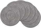 SHACOS 38cm Round Placemats Set of 6 Grey Woven Heat Resistant