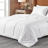 Bedsure Duvet Insert King - Down Alternative Lightweight Comforter | Ultra Soft Quilted With OEKO-TEX, Striped Cooling Duvet With Tabs, Thin Filling, Box Stitch, Machine Washable, White