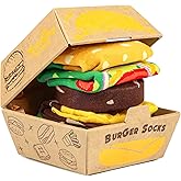 Funny Donut Burger Food Socks Box, Crazy Socks for Women Teen Girls, Birthday Christmas Stocking Stuffers Gag Gifts