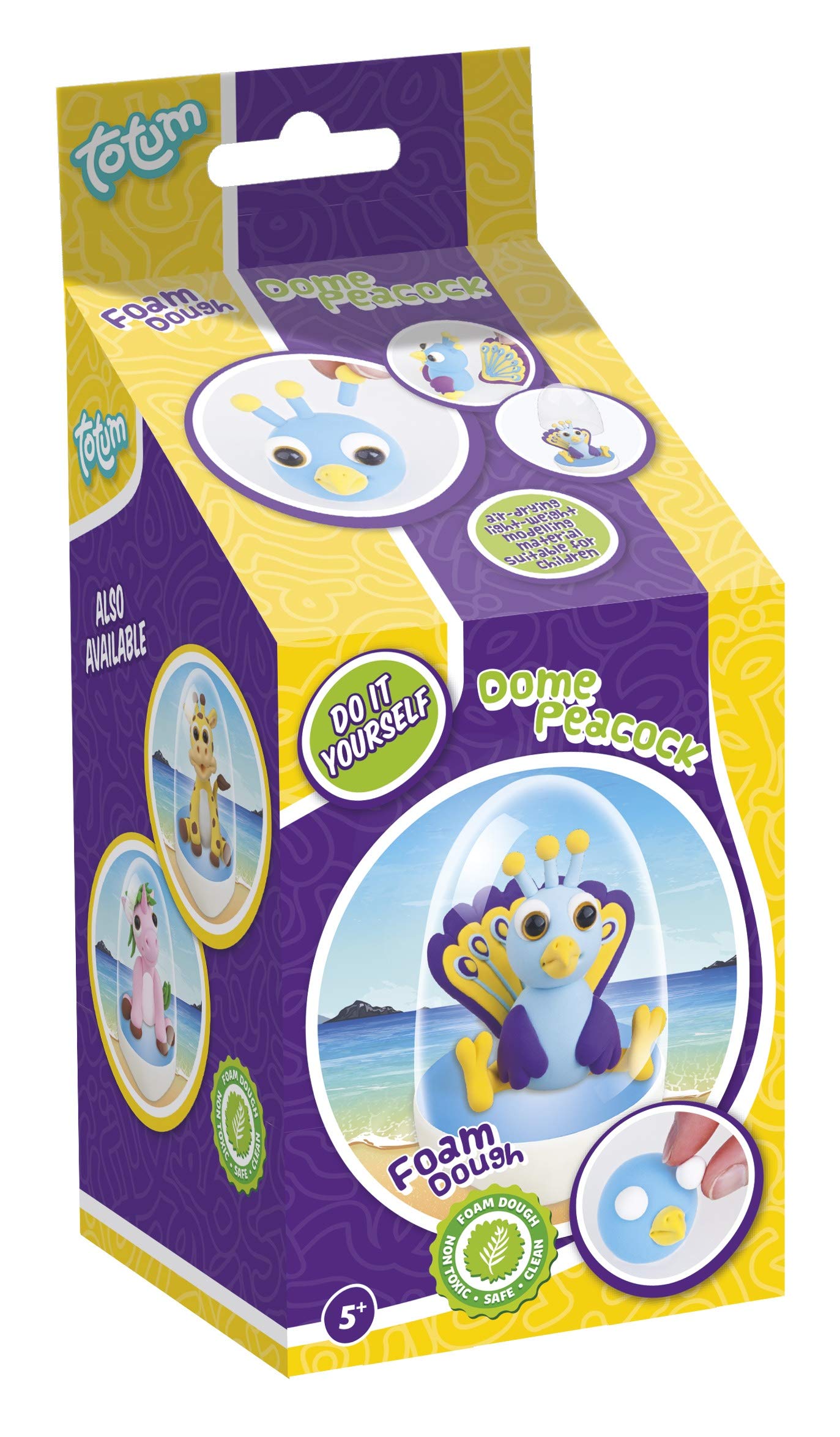 Totum Creative Kit - Foam Dough Peacock - Dome - Creates Peacock Tones in Modelling Clay, 25608, Multi-Coloured