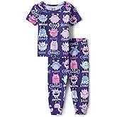 The Children's Place baby-girls And Toddler Snug Fit 100% Cotton Short Sleeve Top and Pants 2 Piece Pajama Set
